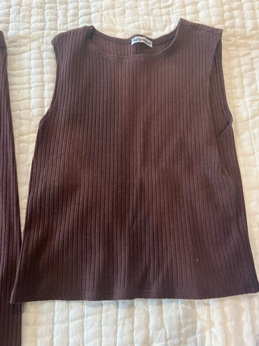 Reformation  Knit Midi Skirt and matching top in Deep Brown - Picture 2 of 3